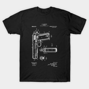 World War 2 Weapon Blueprint M1911 Pistol T-Shirt